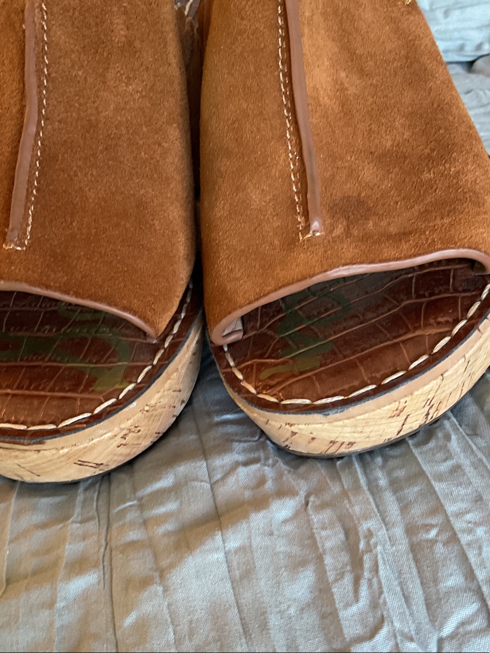 Sam Edelman Chestnut Ranger Suede Platform Sandals - Picture 5 of 8